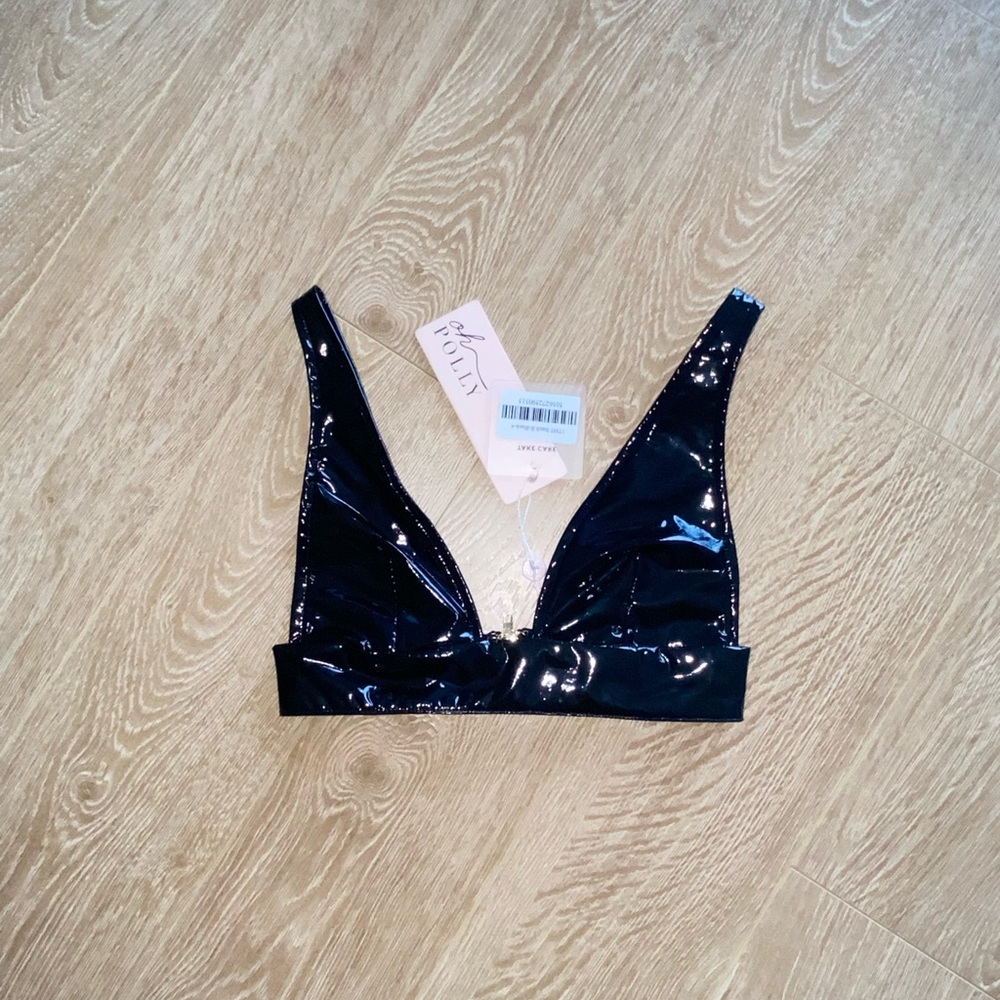 Faux Patent Leather Bralette